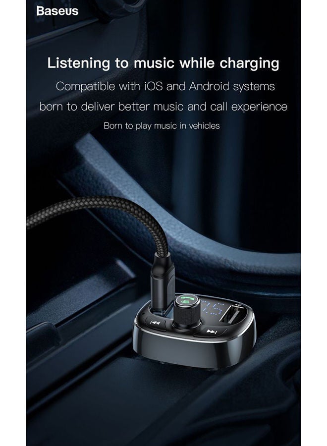 NIBEMINENT Bluetooth FM Transmitter Wireless Radio Adapter Car Kit with Dual USB Charging Charger MP3 Player Support TF Card & Disk Black - Image 5