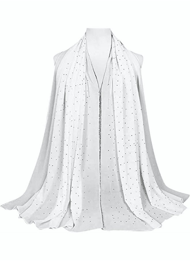 roaiss - 2-Piece Plain Chiffon Semi Transparent Headscarf Sunscreen Breathable Diamond Decoration Versatile Scarf - Image 1
