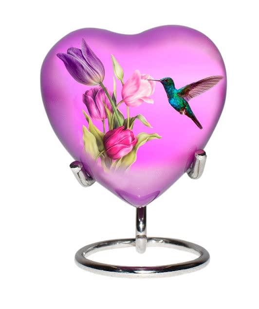 Hummingbird Heart Urn  Mini Heart Cremation Urn with Stand  Premium Box  Small Keepsake Urn for Ashes  Honor Your Loved One with Urn Heart Shaped  Perfect for Adults  Infants