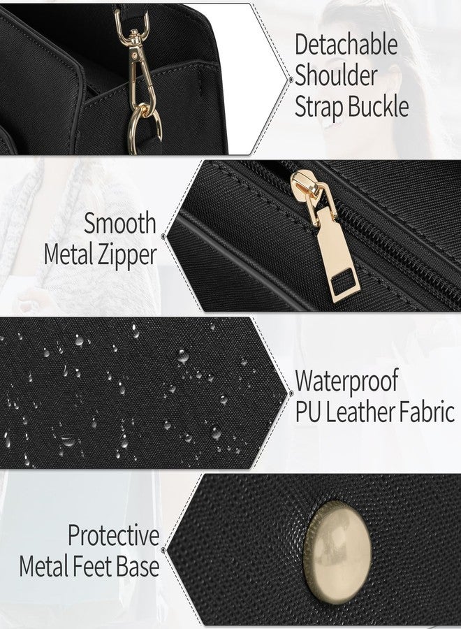 GMAK Laptop Tote Bag for Women, Office Work Bag Briefcase for 15.6 inch Laptop, PU Leather Teacher Tote Bag Large Capacity Waterproof Computer Bags Teacher Handbag for Commute Office Travel, Black - Image 5