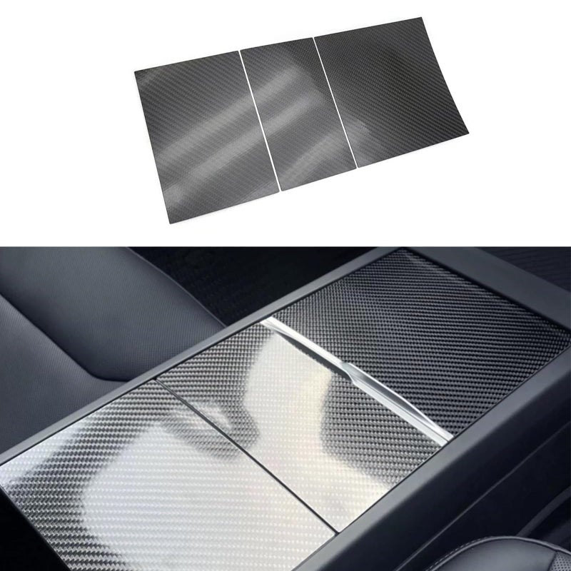 Tesheer Center Console Wrap Kit for Tesla Model 3 Highland 3K Twill Carbon Fiber fit Tesla Model 3 2024 Center Console Cover Console for Tesla Carbon Fiber Car Wrap Decoration Glossy Carbon Fiber