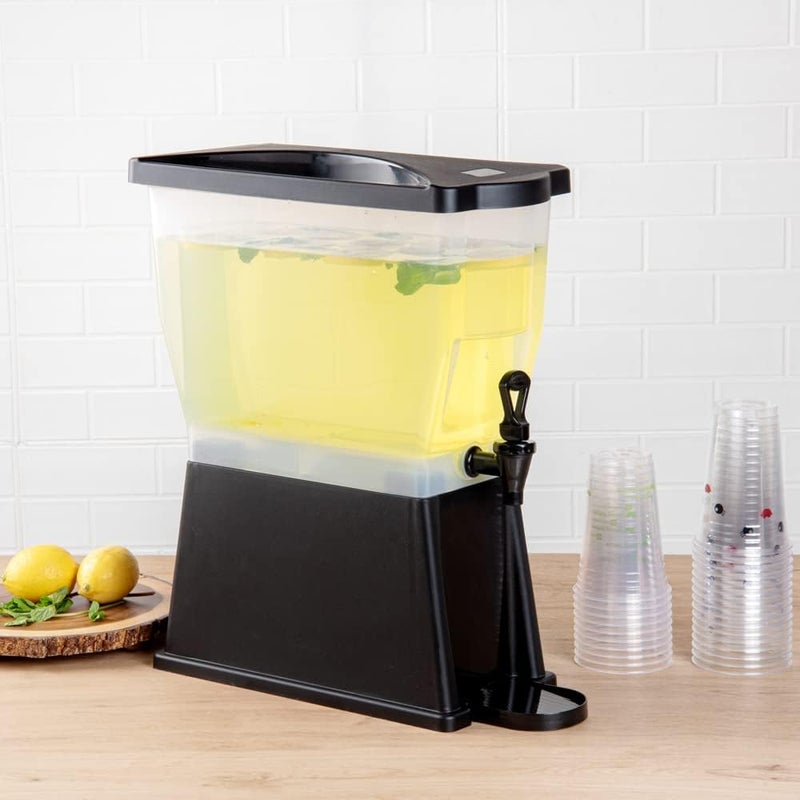 Restaurantware Bev Tek 3 Gallon Drink Dispenser 1 Dishwashable Beverage Dispenser  Detachable Tank Includes Decals Black Plastic Carnival Juice Dispenser With Stand PushButton Spigot - Image 3