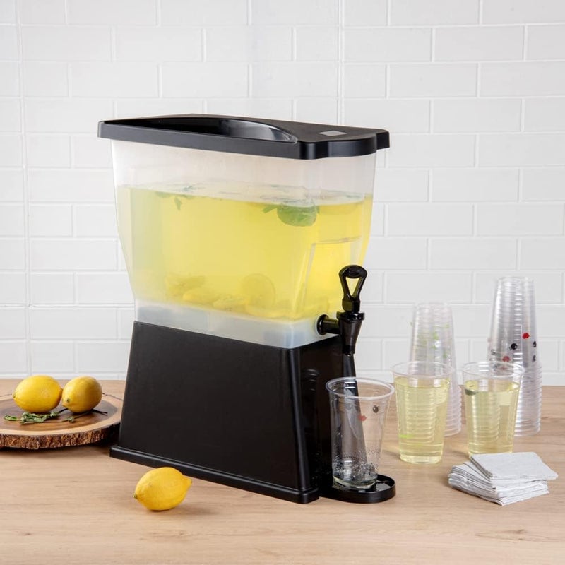Restaurantware Bev Tek 3 Gallon Drink Dispenser 1 Dishwashable Beverage Dispenser  Detachable Tank Includes Decals Black Plastic Carnival Juice Dispenser With Stand PushButton Spigot - Image 4