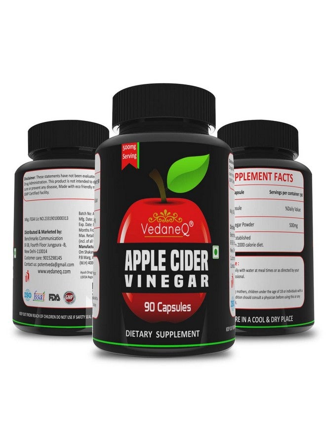 VedaneQ VedaneQ Apple Cider Vinegar 500mg Extract 90 Capsules Dietary Supplement for Men & Women  - Image 2