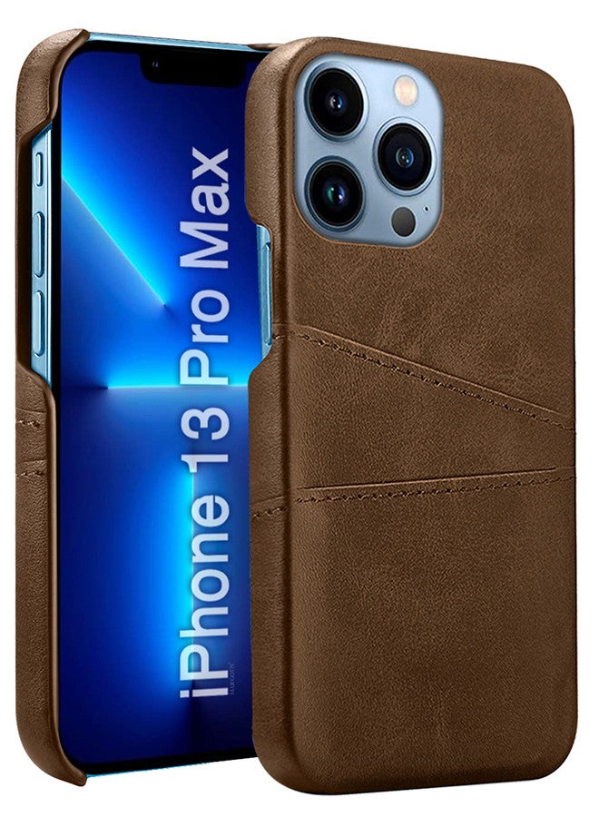 CATANES iPhone 13 Pro Max Case Cover Leather with Card Holder for Men Women Phone Case - Brown - Image 1