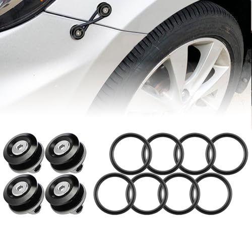 Rolling Gears JDM Bumper Quick Release Front Rear Bumper Fasteners, 4 Piece (Black), 8 x O-Ring - Image 1