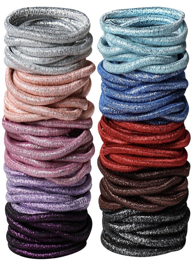 Hageolan Assorted Twinkling Hair Ties for Women or Girls, 120 Pcs Hair Rubber Bands for Medium to Thick Hair, 4mm Ponytail Holders - Image 1
