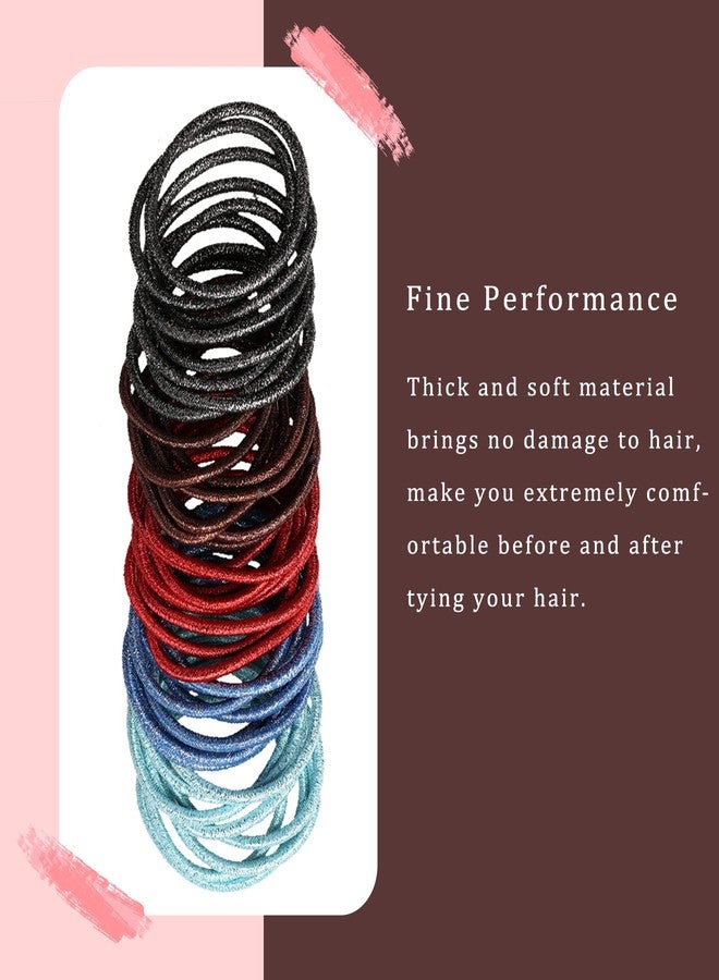 Hageolan Assorted Twinkling Hair Ties for Women or Girls, 120 Pcs Hair Rubber Bands for Medium to Thick Hair, 4mm Ponytail Holders - Image 4