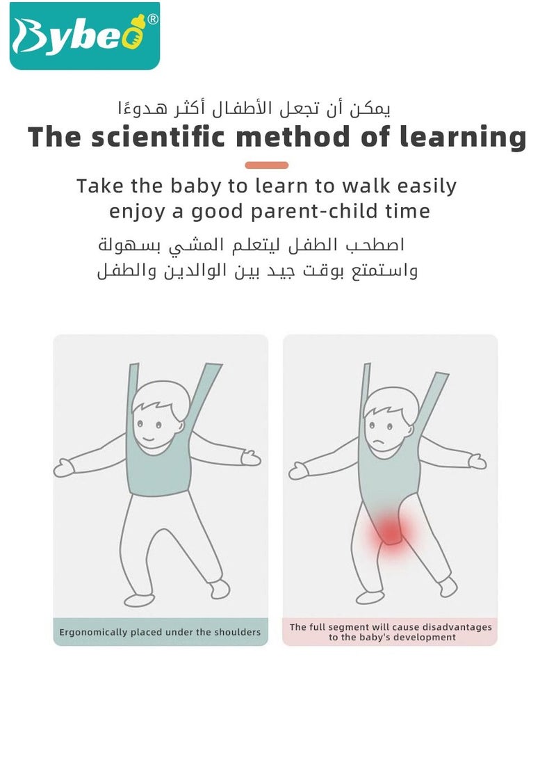 بيبو - حزام مشي للأطفال قابل للتعديل مع حبل مانع للضياع للرضع وسلسلة للمعصم ووسادتي ركبة، يعمل كحمالة تعليمية للمساعدة في المشي بسهولة للأولاد والبنات. مصمم بطريقة سهلة الارتداء ومسامية عالية. - Image 1