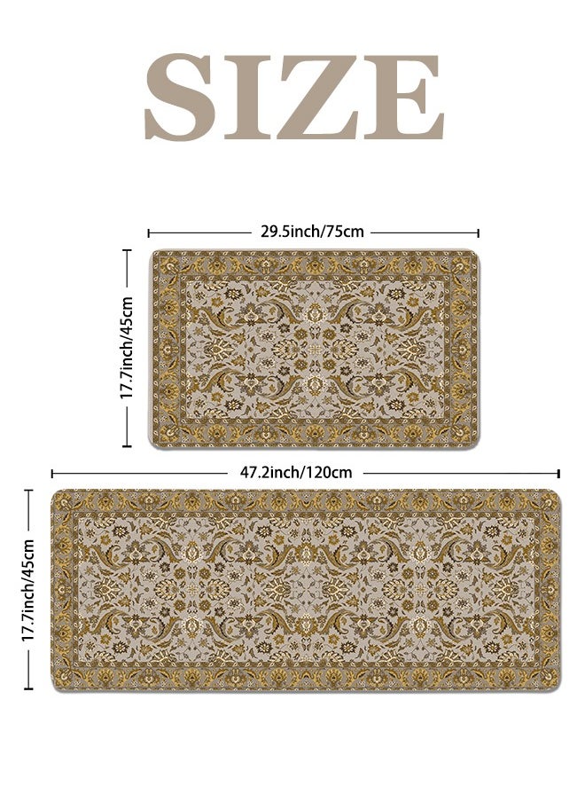 Generic 2 PCS Kitchen Floor Mats Rugs Set, Cushion Floor Carpet, Waterproof, Oil Resistant and Anti-Fatigue PU Standing Mat for Kitchen, Floor, Office, Sink, Laundry 45*75CM+45*120CM  - Image 5