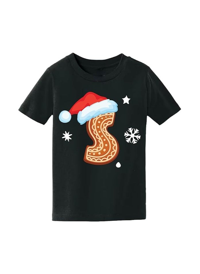 PRINTSHOP4ME - Christmas Initial Letter Printed Kids T-Shirts For Boys-Fun And Festive Holiday Gift For Your Little Guy-Gifts For Friends And Family Printed Round Neck T-Shirts For Kids - Image 1