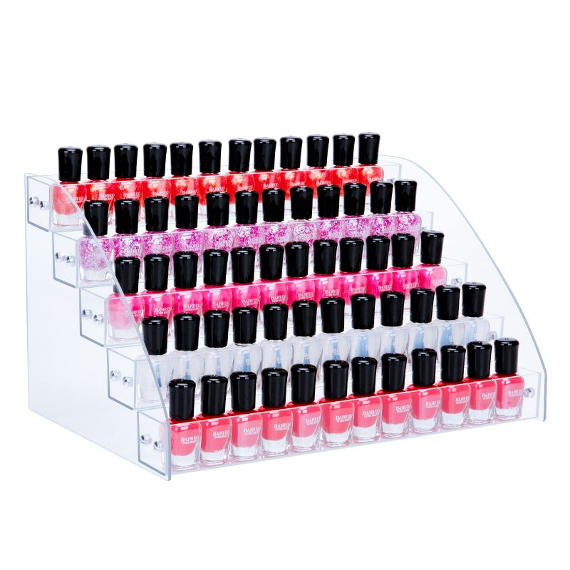 KINGROW Nail Polish Organizer Holder Rack 5 Layers Acrylic Display Rack Eyeglasses Shelf Essential Oils Ink Storage Holds Up to 80 (Fit 1-2oz Bottles) - Image 1
