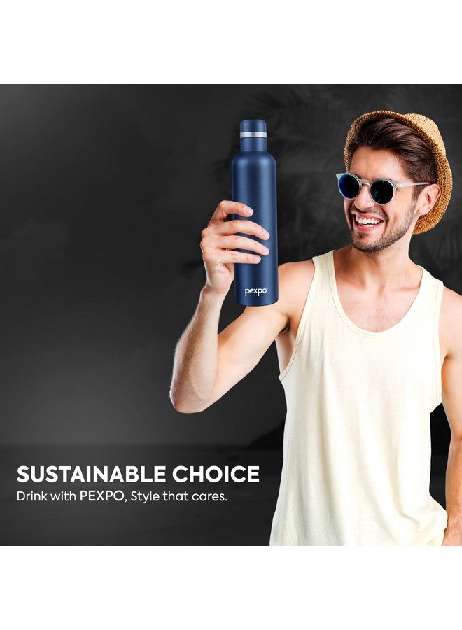 Pexpo Orio Stainless Steel Hot and Cold Vacuum Insulated ISI Certified Flask,750ml, Denim Blue, | Slim Water Bottle | Double Wall Flask | BPA Free | Office | School | Home | Hiking | Gym - Image 5