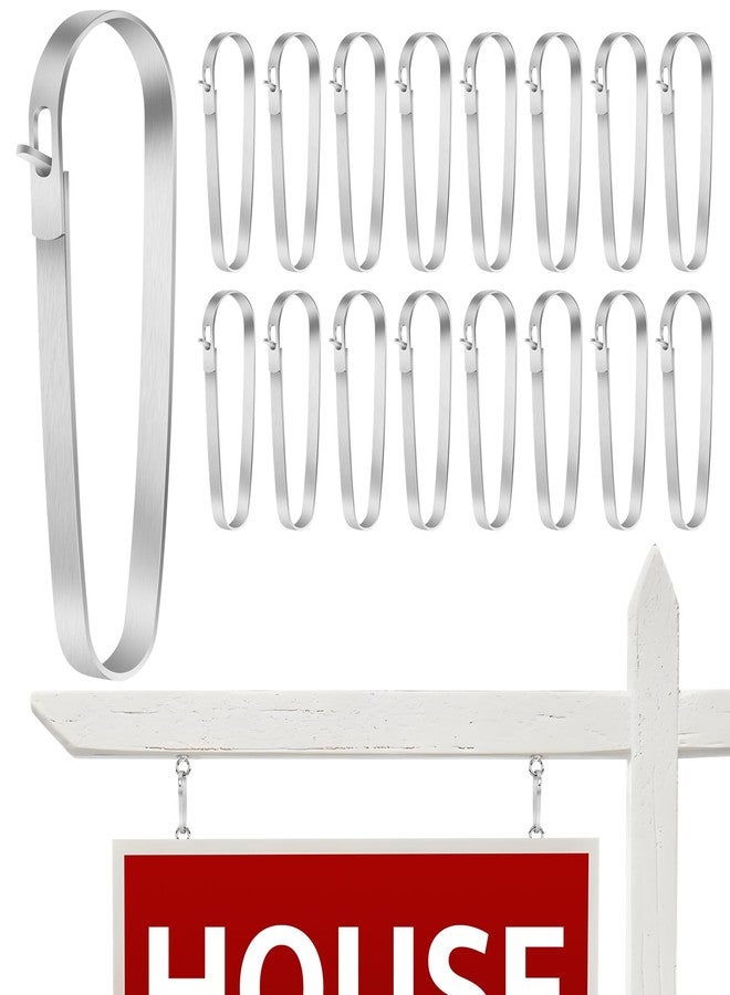 Daletu 16 PACKS Real Estate Sign Clips for Hanging Signs, Real Estate Sign Rider Clips, Metal Sign Clips to Hanging Sign Posts, Stainless Steel Fence Clips for Sale and Open House Signs - Image 1