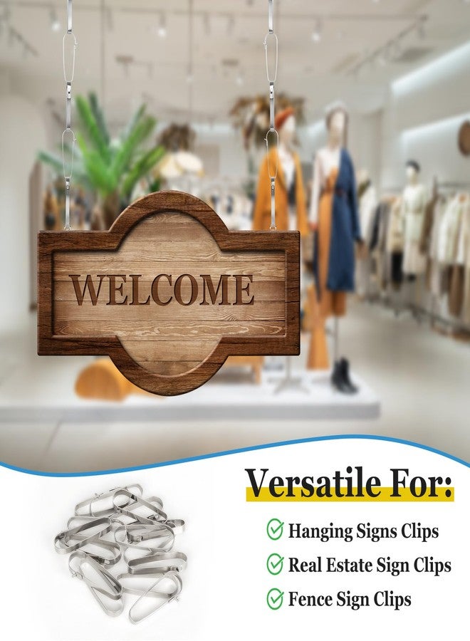 Daletu 16 PACKS Real Estate Sign Clips for Hanging Signs, Real Estate Sign Rider Clips, Metal Sign Clips to Hanging Sign Posts, Stainless Steel Fence Clips for Sale and Open House Signs - Image 4