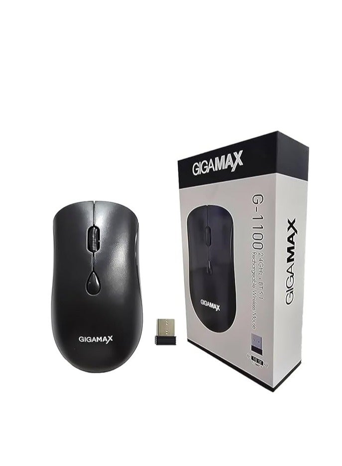 جيجاماكس ماوس العاب لاسلكي احترافي 2.4 جيجا هرتز | مع جهاز استقبال نانو USB | للكمبيوتر واللابتوب & شحن بلوتوث من Gigmax -G1100 - Image 1