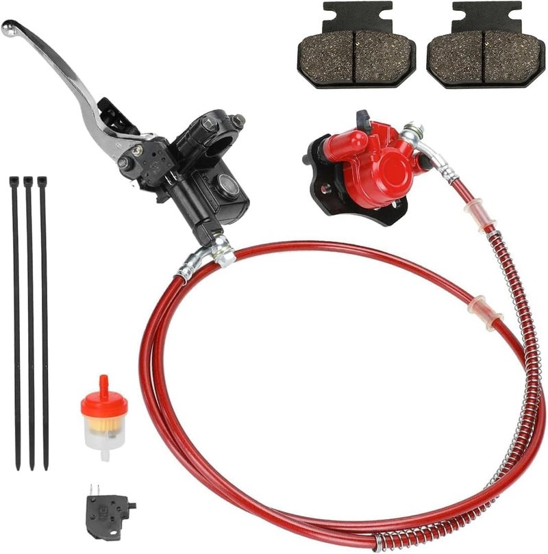 FVRITO Rear Hydraulic Disc Brake System Hand Brake Master Cylinder Caliper Assembly for 50cc 70cc 90cc 110cc 125cc 150cc Taotao Kazuma Coolster Roketa Chinese Quad 4 Wheeler Buggy ATV - Image 1