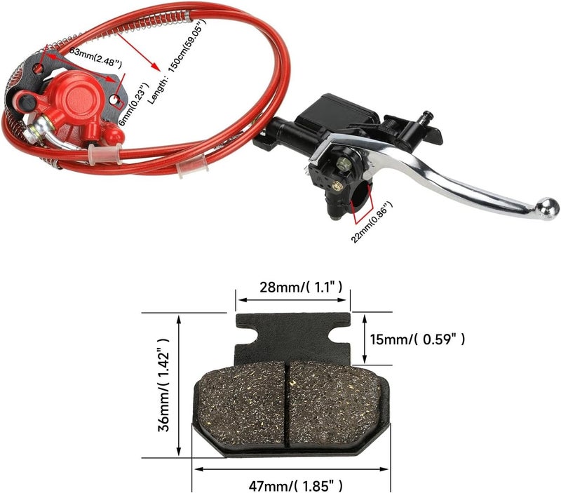 FVRITO Rear Hydraulic Disc Brake System Hand Brake Master Cylinder Caliper Assembly for 50cc 70cc 90cc 110cc 125cc 150cc Taotao Kazuma Coolster Roketa Chinese Quad 4 Wheeler Buggy ATV - Image 3
