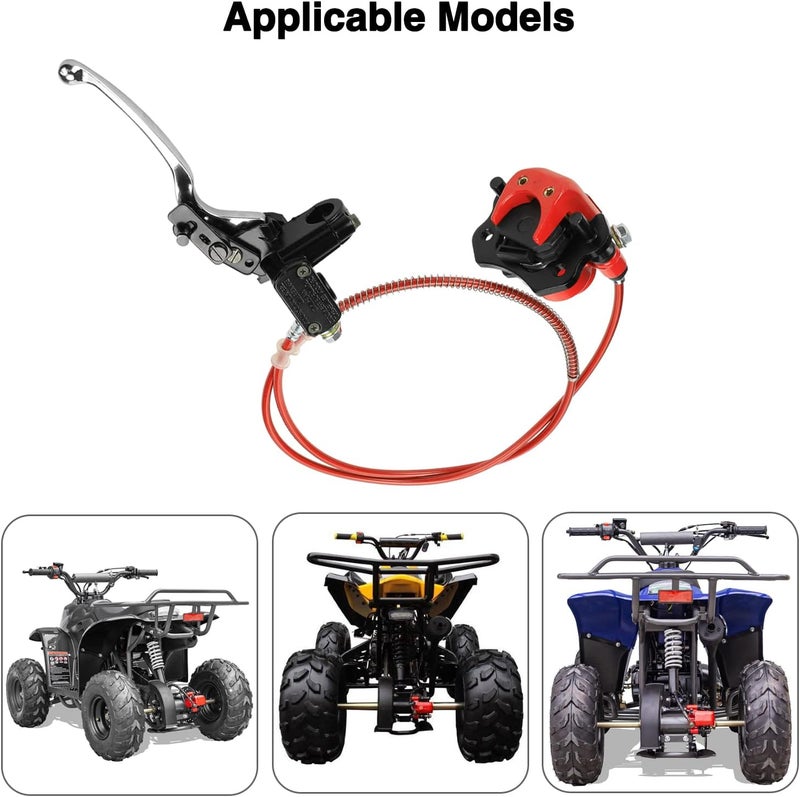 FVRITO Rear Hydraulic Disc Brake System Hand Brake Master Cylinder Caliper Assembly for 50cc 70cc 90cc 110cc 125cc 150cc Taotao Kazuma Coolster Roketa Chinese Quad 4 Wheeler Buggy ATV - Image 5