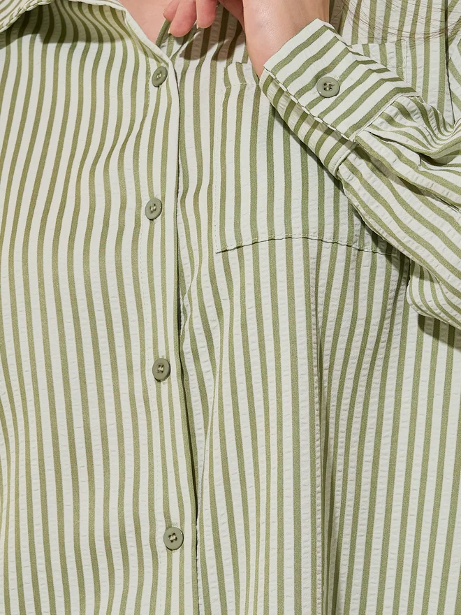 Take Two Take Two Stripes Oversized Spread Collar Shirt