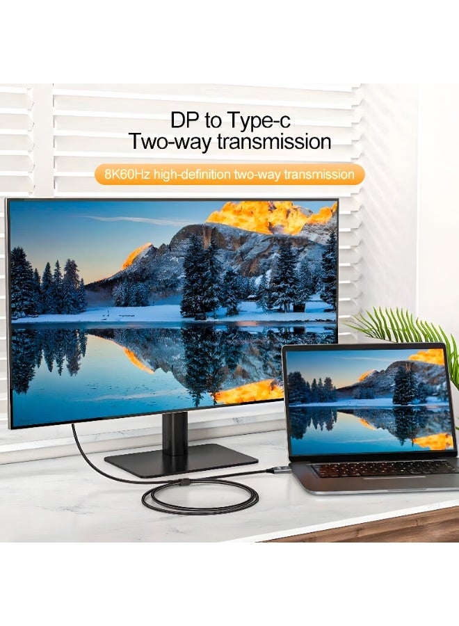 سيزمي ✦ كابل محول DisplayPort (أنثى) إلى USB-C (ذكر) بدقة 8K | يدعم 8K@60Hz و4K@240Hz | USB-C إلى DP 1.4 | سرعة 32.4Gbps | شريحة LDR6025Q | نقل صوت وصورة | مناسب لأجهزة اللابتوب والكمبيوتر والشاشات وأجهزة العرض وغيرها | تصميم مضفّر | بطول 0.2 متر - Image 4