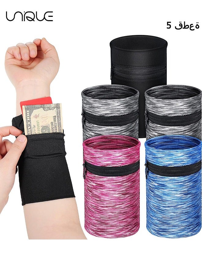 Unique 5 Pieces Wrist Wallet Phone Armband Sleeve Running Wallet Wristband Wallets for Women Men Sports Wrist Pouch with Zipper for Phone Running Walking Hiking Jogging Travel Fishing  - Image 1