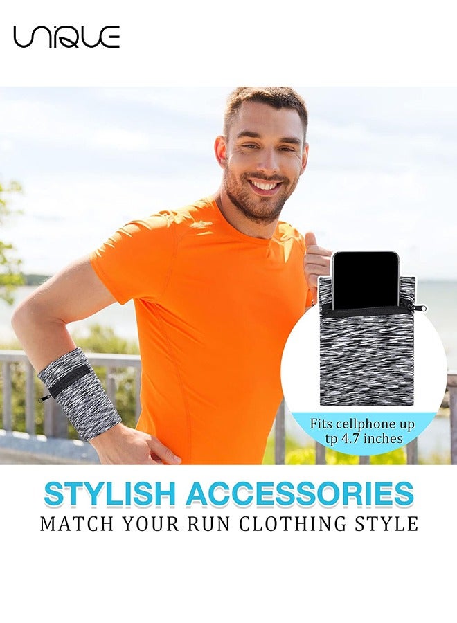 Unique 5 Pieces Wrist Wallet Phone Armband Sleeve Running Wallet Wristband Wallets for Women Men Sports Wrist Pouch with Zipper for Phone Running Walking Hiking Jogging Travel Fishing  - Image 4