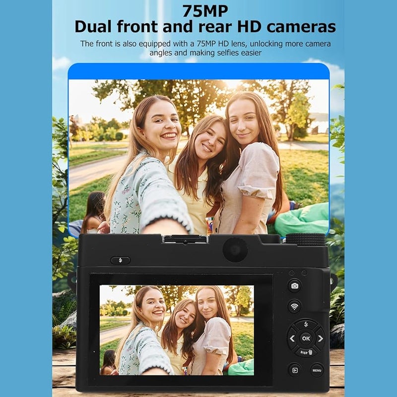 Dpofirs 4K 75MP Digital Camera with 18X Zoom WiFi Flash and 3 Inch LCD Black - Image 4