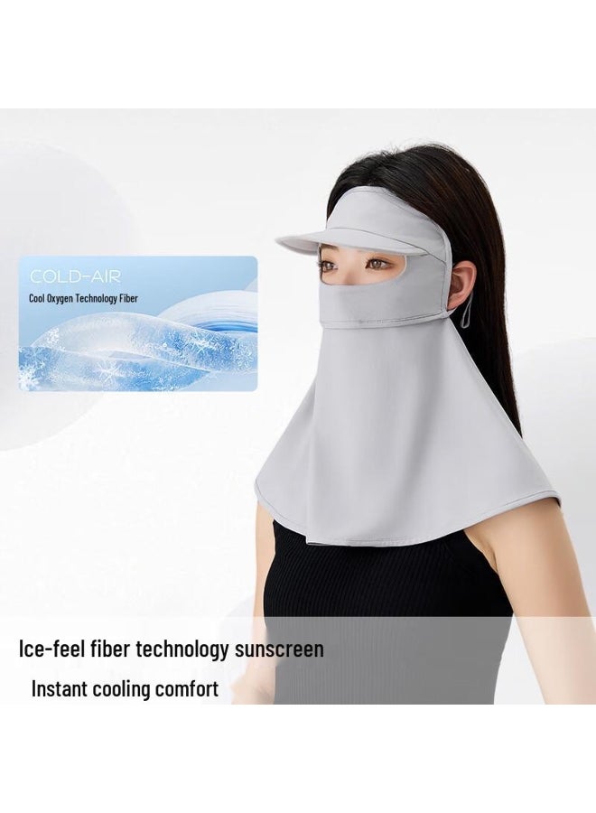 XIN SHENG XIANG Ice Silk Sun Protection Hat with Face Mask  Shawl - Image 3
