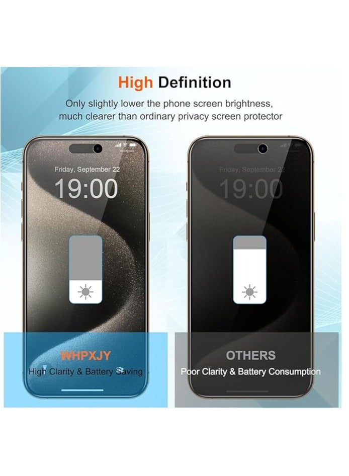 Privacy Anti-Spy Tempered Glass Screen Protector For Apple I Phone 14 Pro Black  - Image 3