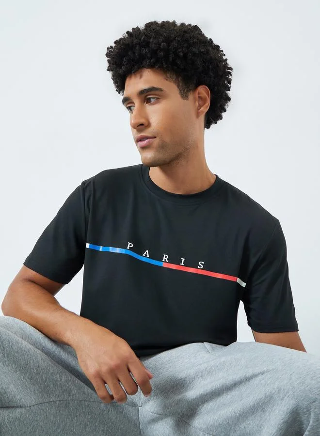 Take Two Men Graphic Print Round Neck T-Shirt