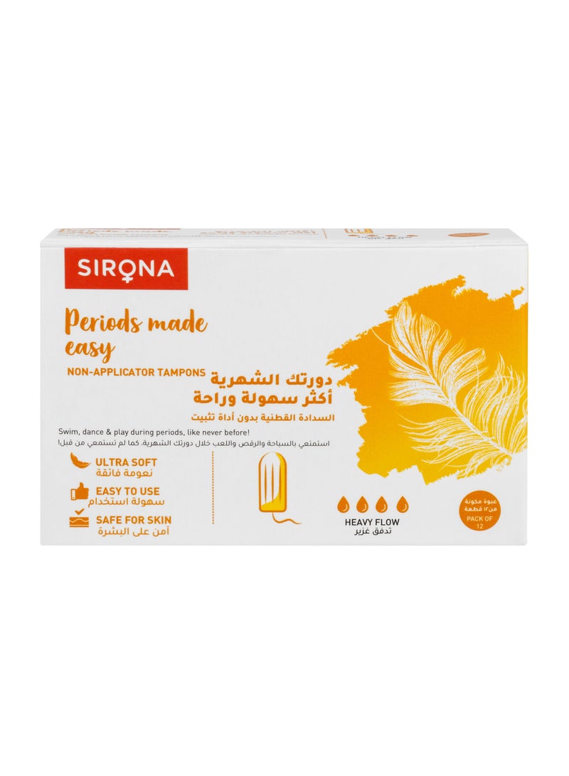 Sirona Period Made Easy Tampons for Women - 12 Piece | For Heavy Flow | Biodegradable Tampons | FDA Approved - Image 1