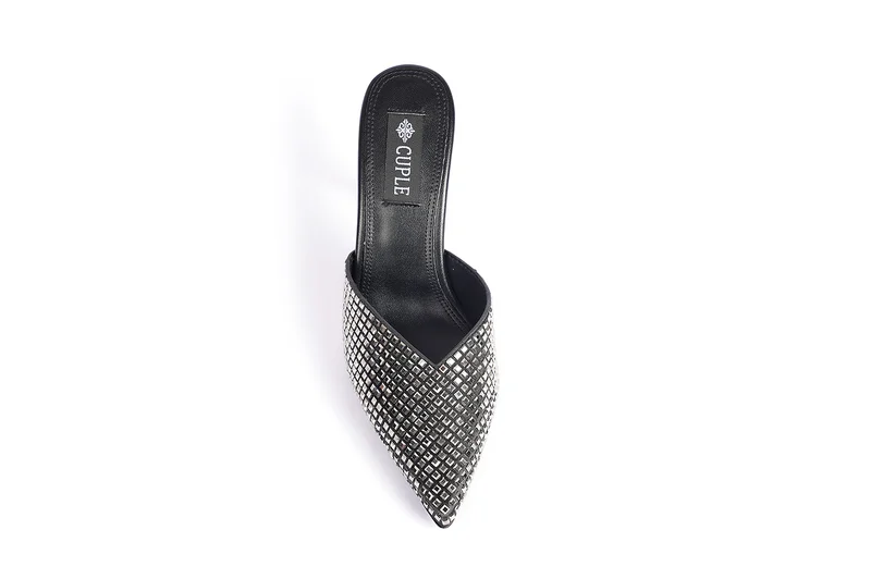 Cuple WomensEmbelished high-heeled mules
