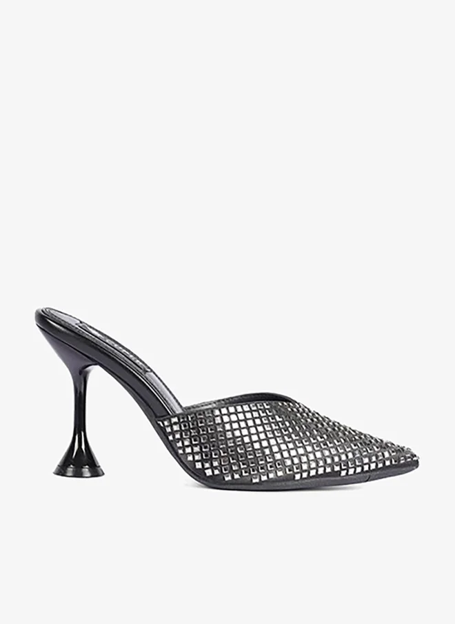 Cuple WomensEmbelished high-heeled mules
