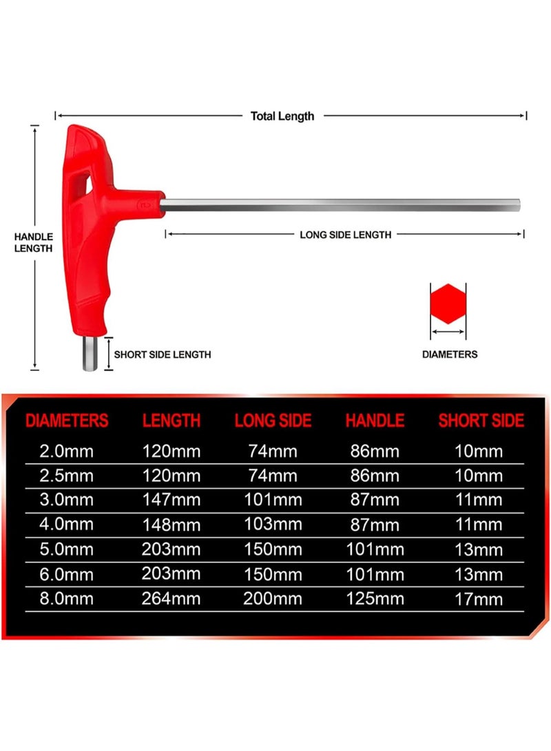 GGOOT Hex Keys, 2.5mm Allen Key with T Handle, CR-V Metric Industrial Allen Keys, Extra Long Flat End Allen Key, for Bicycle Repair Household DIY Mechanic Tools  - Image 4