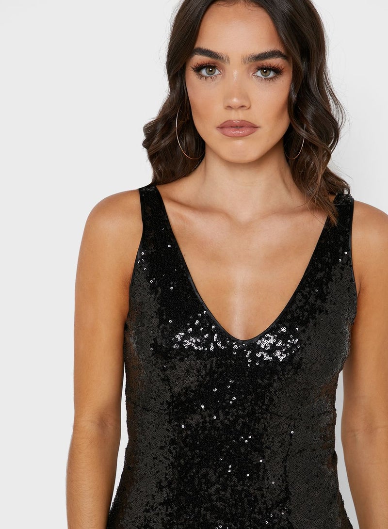 HotSquash London Sequin V-Neck Dress - Image 3