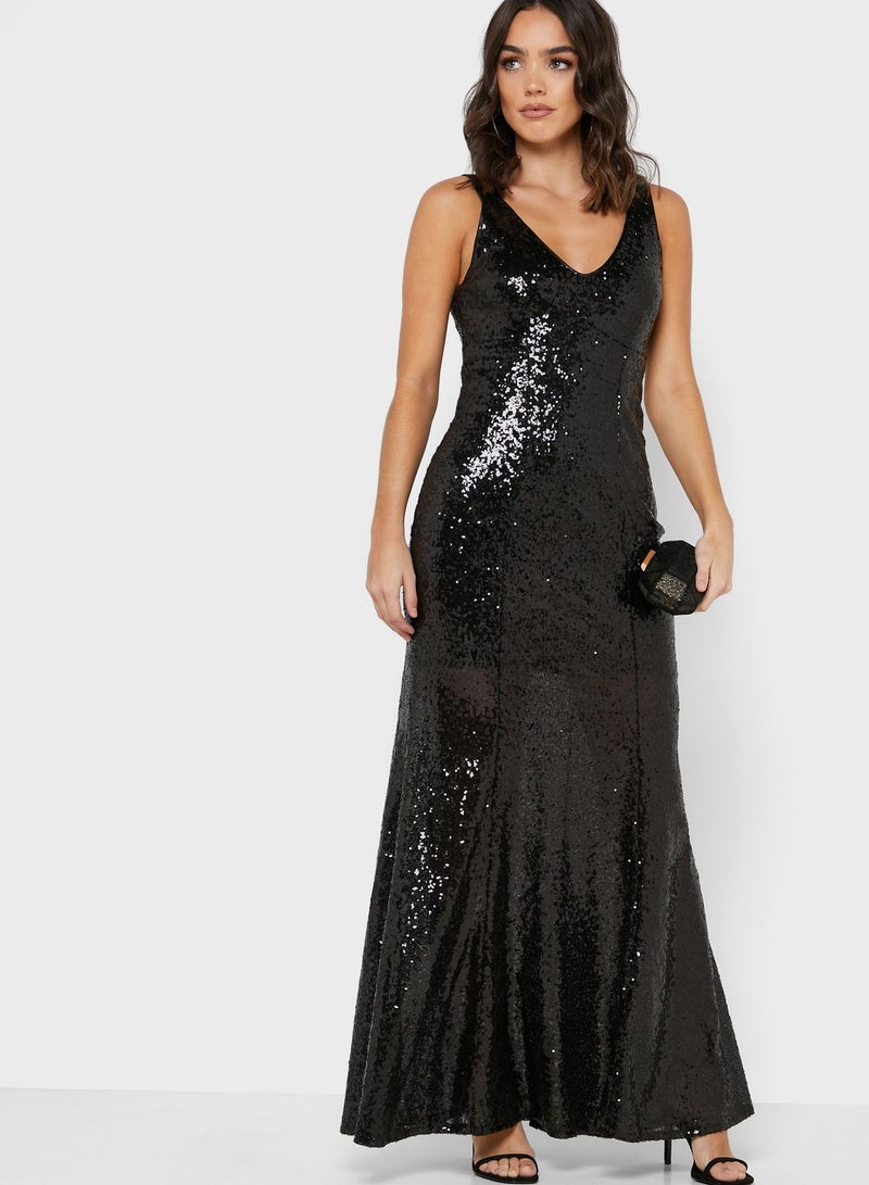 HotSquash London Sequin V-Neck Dress - Image 4