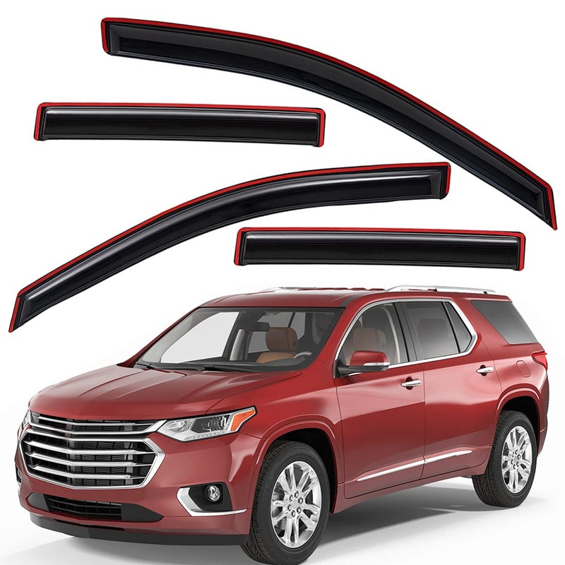 لجترونيك كليب أون الإضافي المتين في قناة فتحة نافذة السيارة يناسب 2018-2023 شيفروليه ترافيرس حماية من الأشعة فوق البنفسجية واقي مطر واقي ريح أصلي بدون حفر تركيب سهل دخاني داكن 4 قطع