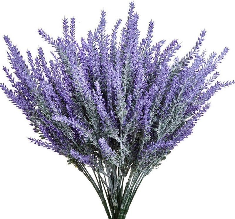 ZWYOQI 8 Bundles Artificial Flowers Flocked Plastic Lavender Bundle Fake Plants Wedding Bridle Bouquet Indoor Outdoor Home Kitchen Office Dcor Purple Lavender8pcs