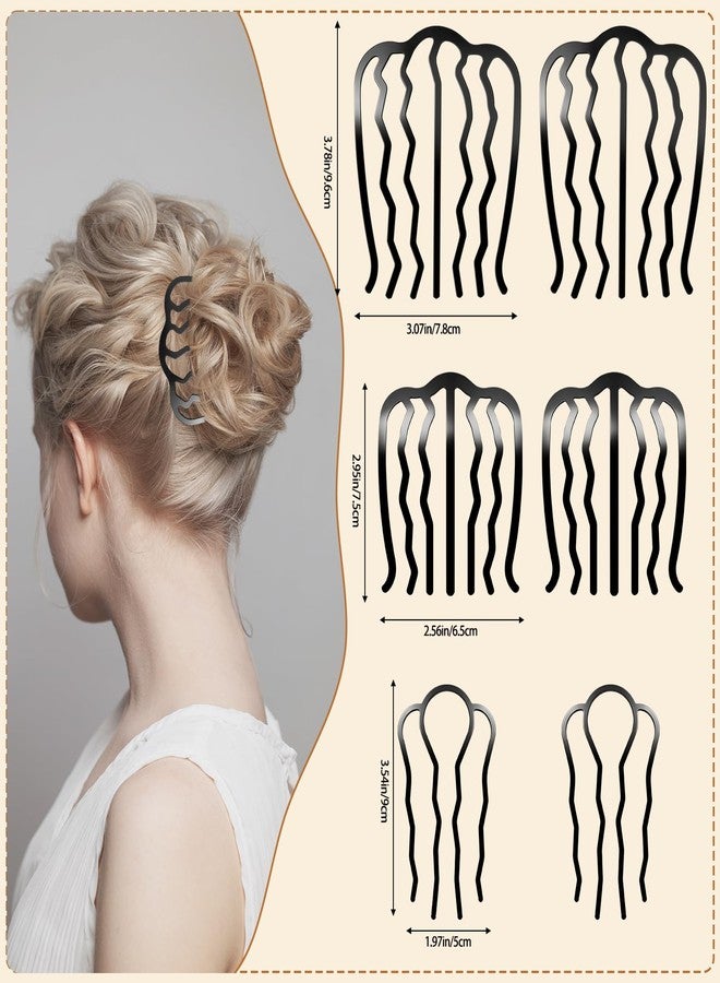 SMLBJUTE Metal Hair Side Combs Set, Hair Fork Clip Hair Pins for Buns U Shape Hair Combs for Vintage Hairstyle Women Hair Styling Tool (6 Pcs Black) - Image 2