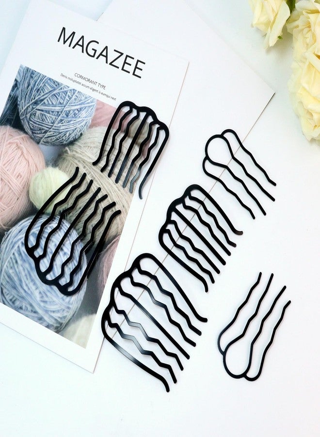 SMLBJUTE Metal Hair Side Combs Set, Hair Fork Clip Hair Pins for Buns U Shape Hair Combs for Vintage Hairstyle Women Hair Styling Tool (6 Pcs Black) - Image 4