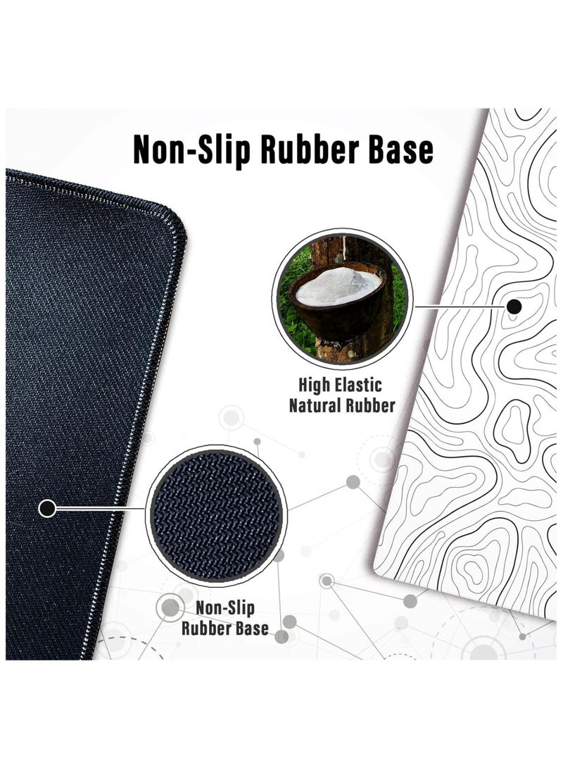 روك بو وسادة ألعاب كبيرة مع حواف مخيطة | تصميم طبوغرافي بسيط | قاعدة غير قابلة للانزلاق | 80 × 30 سم | أبيض تجريدي - Image 5