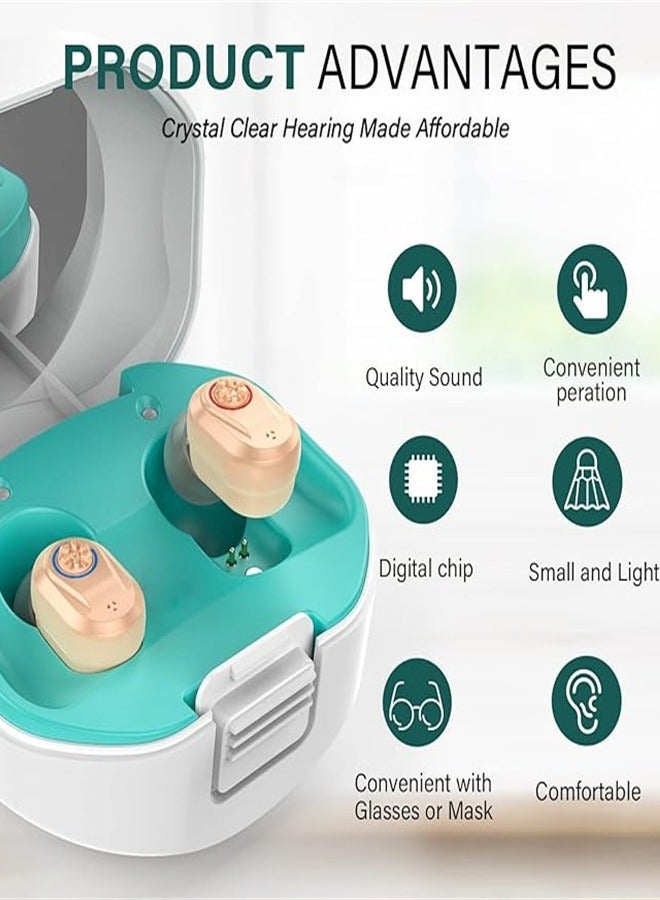 general Hearing Aids for Seniors Rechargeable with Noise Cancelling, Hearing Amplifier for Adults with Severe Hearing Loss, 16 Channels Digital Chip Sound Process with Magnetic Contact Charging Box, A Pair - Image 2