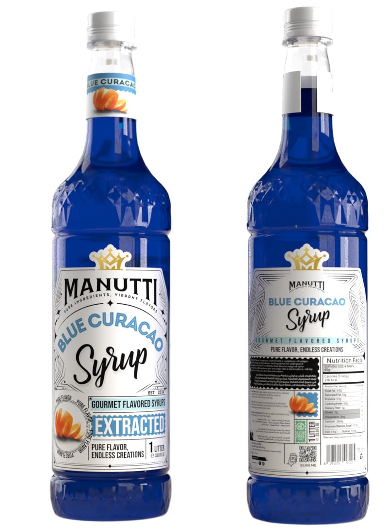 Manutti Blue Curacao Syrup 1 Liter  - Image 2
