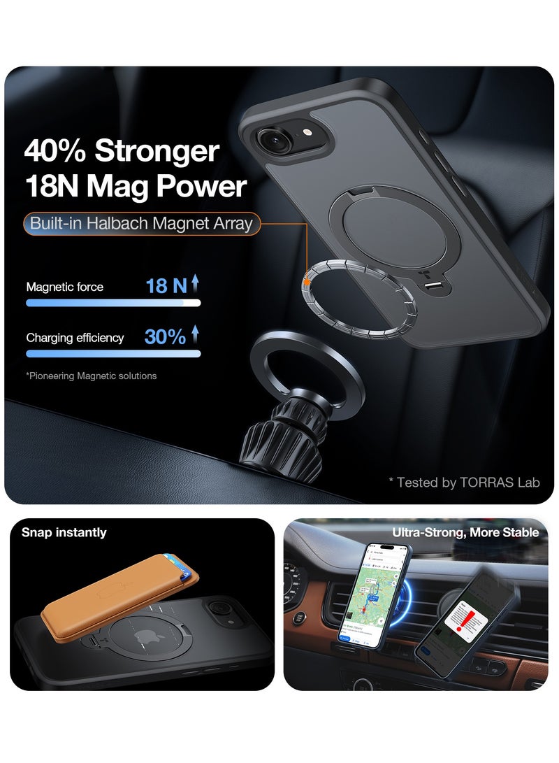 TORRAS 360° Spin for iPhone 16e Case 2025 with Stand, Fit for MagSafe, 4X Mil-Grade Protective, Rotatable Kickstand Phone Case for iPhone 16e Case, Ring Holder Slim Cover, 6.1-Inch - - Image 5