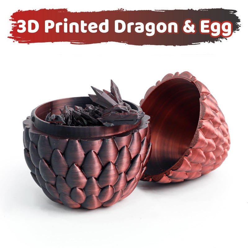 Flavery 3D Printed Dragon Egg - Surprise Egg with 12" Flexible Crystal Dragon Inside, Mythical 3D Printed Gift Toy, Desk Executive Pet, Figurine Decor for Christmas, Birthday, Easter - Image 4