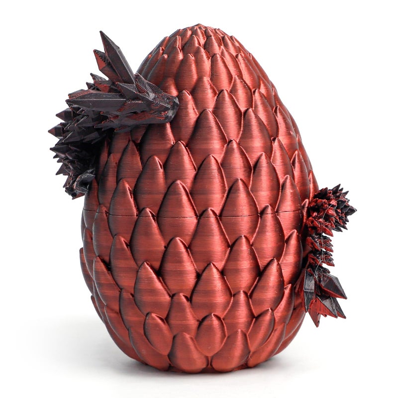Flavery 3D Printed Dragon Egg - Surprise Egg with 12" Flexible Crystal Dragon Inside, Mythical 3D Printed Gift Toy, Desk Executive Pet, Figurine Decor for Christmas, Birthday, Easter - Image 1