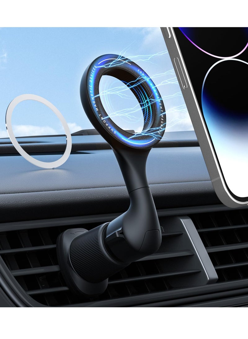 Excefore Magnetic Phone Holder for Car - Super Strong Magnetic Force, 360 Degree Rotation, Stable and Easy Installation - Compatible with Magsafe iPhone and Android Phones - Image 1