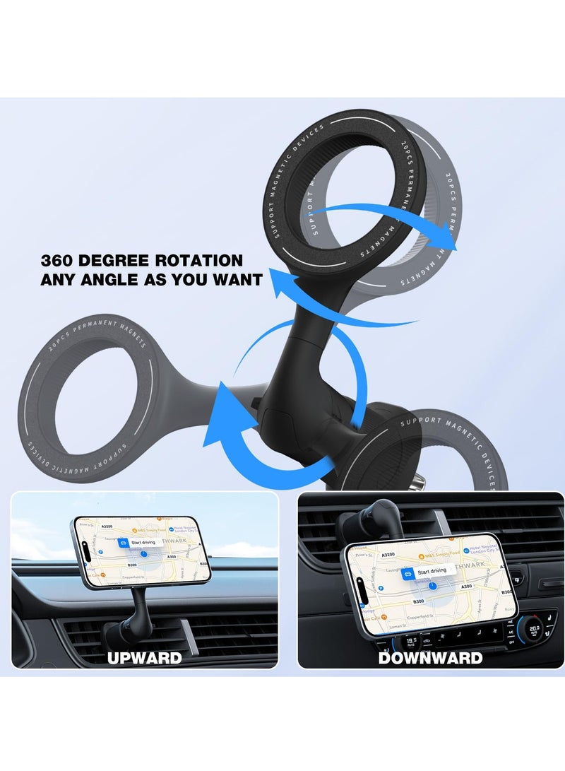 Excefore Magnetic Phone Holder for Car - Super Strong Magnetic Force, 360 Degree Rotation, Stable and Easy Installation - Compatible with Magsafe iPhone and Android Phones - Image 3