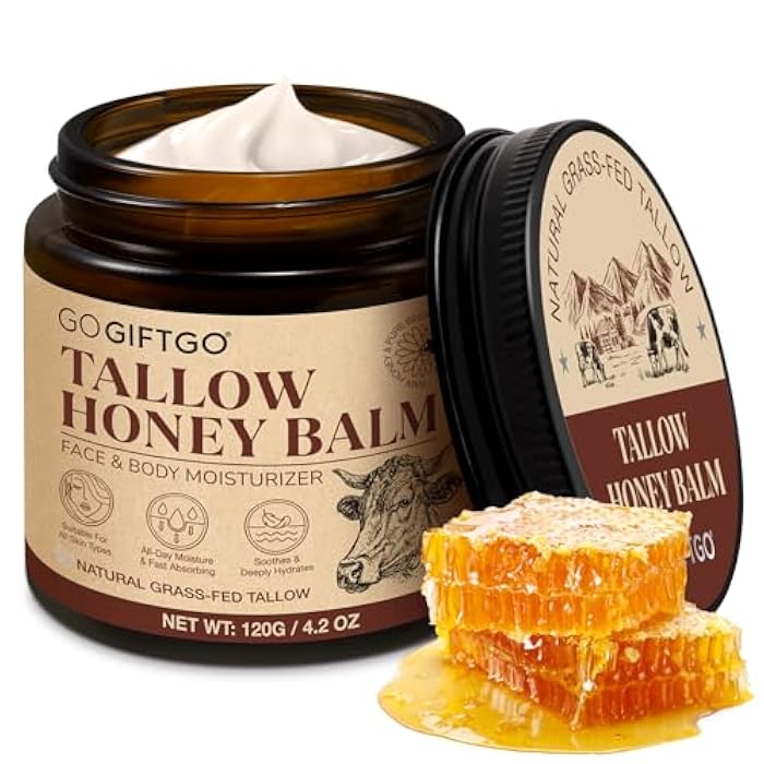 GOGIFTGO Beef Tallow for Skin,Tallow and Honey Balm,Beef Tallow for Face,Tallow Face Moisturizer,Natural Moisturizer Hydrates,Deeply Nourishes the Skin, Enhances Natural Radiance (1pcs) - Image 1